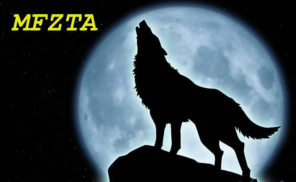 Silhouette of wolf and moon